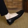French Soft Leather Shallow Mouth Flat-soled Single Shoes Women's 2025 New Soft-soled One-pedal Square Head Low-heeled Doudou Loafers