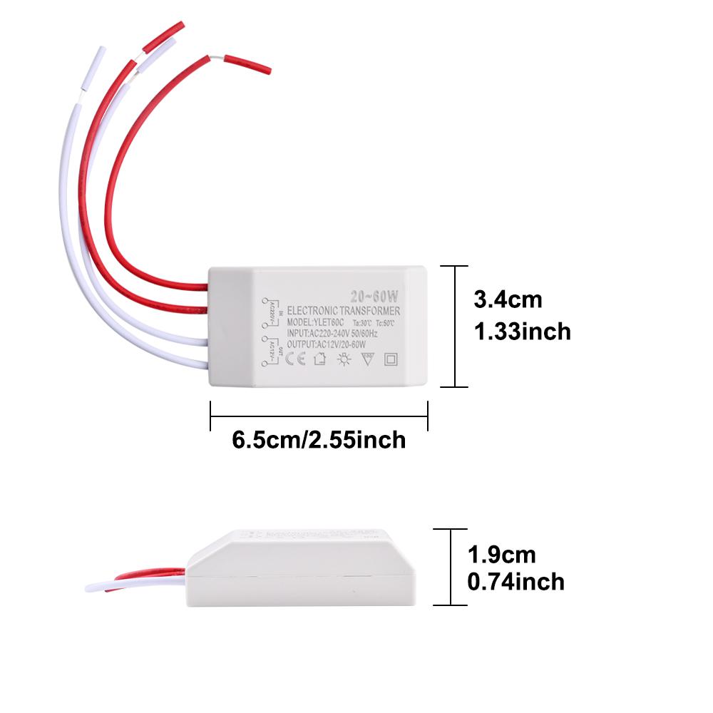 20-60W 220V auf AC12V LED Lampenlicht Elektronischer Transformator Adapter Qualitäts-Elektroniktransformatoren für Leuchten