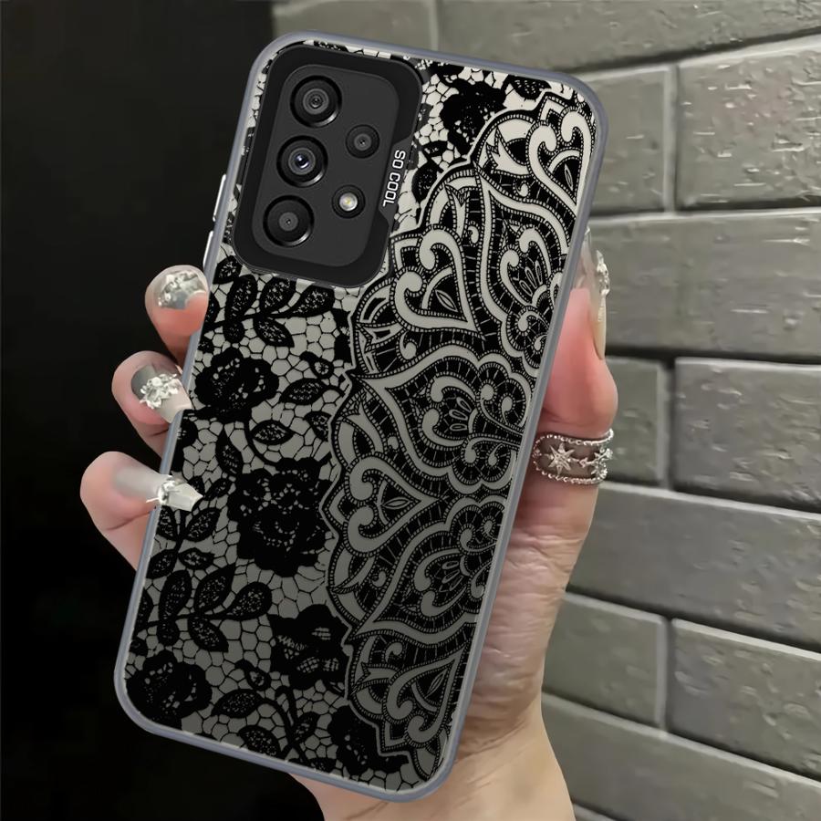 

Black Lace Cool Case for Samsung Galaxy A34 A15 A16 A35 A31 A17 A20s A12 A21s A23 A26 A13 A14 A24 A25 Phone Cover Galaxy A14 4G