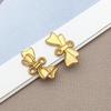 Gold Stainless Steel Bow Necklace & Bracelet Set - Versatile Pendant, Charm, DIY Earrings, Fashion Jewelry Accessories.