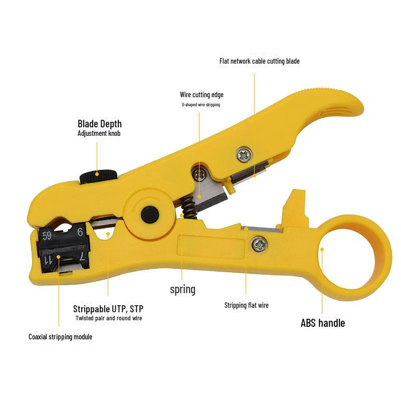 Multi-purpose Coaxial Cable, TV, and Network Wire Stripper & Cutter