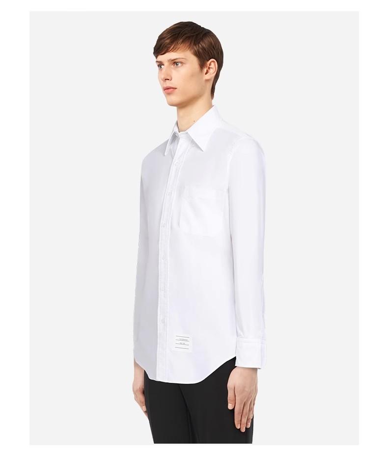 TB [Official Authentic] unisex couple classic shirt casual business white top blue white red business style