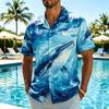 Hawaiianisches Kurzarmhemd mit Wal-Meeres-Print, Ideal für Sommertage