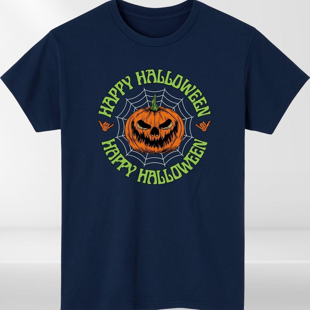 Happy Halloween Pumpkin TShirt Scary Jack OLantern Tee Spooky Spider Web G