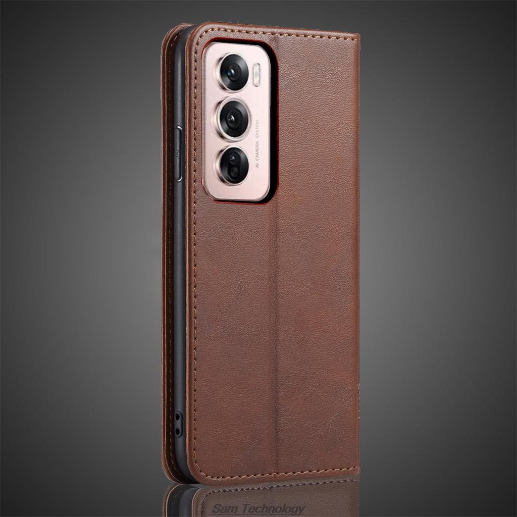 Magnetische Anziehungskraft Ledertasche für OPPO Reno 12 Pro / Reno12 Pro Global Holster Flip Cover Case Brieftasche Handytaschen Fundas Coque