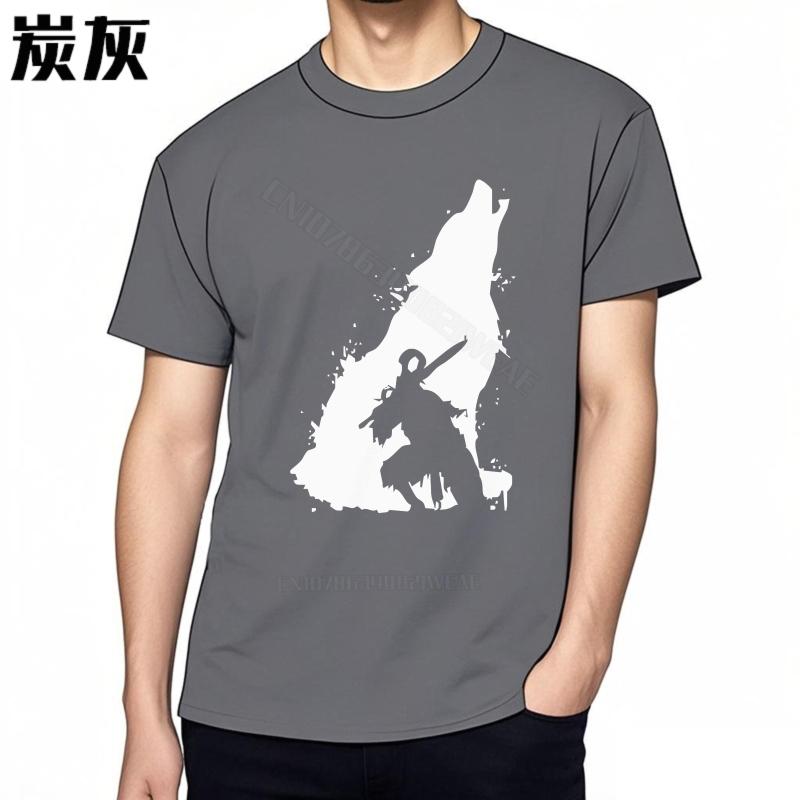 Basic T Shirt Minimalist Oneck Workout Tshirt Unisex T Shirts Short Sleeve Lightweight Tee Wolf Howling With Sword Vintage