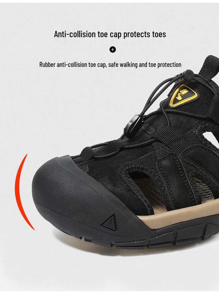 Unisex Thick-Soled Closed-Toe Summer Sandals - Plus Size Outdoor Casual Beach Shoes.