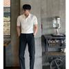 Sommer Eis Seide Herren Polo Kurzarm T-Shirt Dünnes Hemd Mode V-Ausschnitt Gestreift Gestricktes Unterhemd Herren