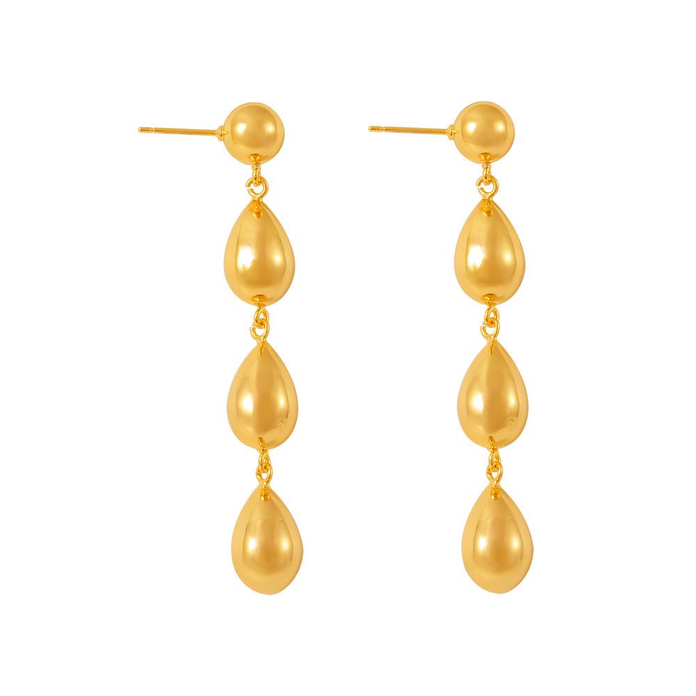 18k Gold-Plated Geometric Tassel Earrings for Women - Light Luxury, Versatile Design, Copper