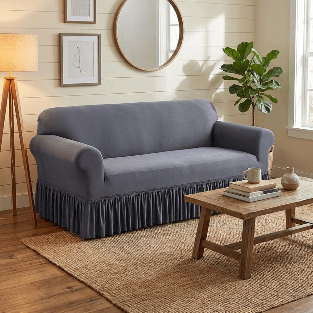 Dustproof Non-slip Sofa Cover 1/2/3/4 Seat Solid Color Couch Cover Stretch Sofa Slipcover Home Use