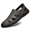 Summer Men Shoes Black Slippers High Quality Men Genuine Leather Casual Shoes Loafers Flip Flops Lightweight Soft Flats Sandals