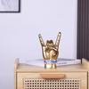 QIANLING 7.7" Gold Resin Rock On Hand Gesture Statue - Rock Culture Music Lovers' Decorative Tabletop Sculpture for Bookshelf, Desk & Mantel Decor in
