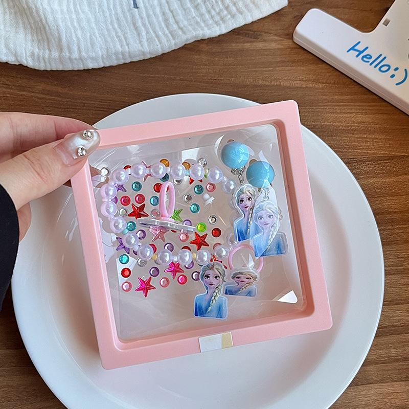 Princess Elsa Children S Jewelry Set Cute Cartoon Bracelet Ear Clip Ring Little Girl Jewelry Gift Box Accessories