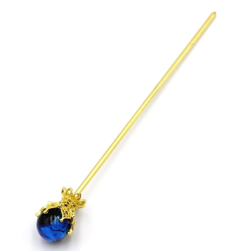 Sea drop kanzashi glass glass single perfect for and other traditional Japanese clothing hairpin, glow-in-the-dark bead, blue, 14mm, glow-in-the-dark,