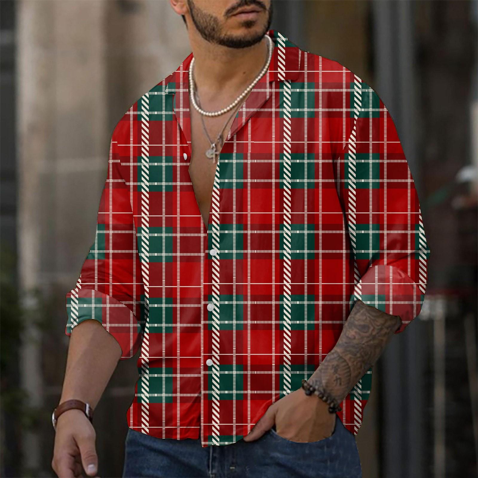 

Мужская повседневная свободная рубашка с длинными рукавами, модная рубашка с лацканами, топ XXXXL красный