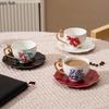 Creative Handmade Flower Mug Ceramic Coffee Cup and Dish Set Afternoon Tea Milk Cup Beverage Cup Tea Cups Beverage Container