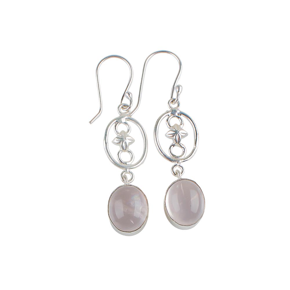 Rare Rose Quartz Gemstone 925 Sterling Silver Jewelry Statement Earrings 2.00" EE-17-30
