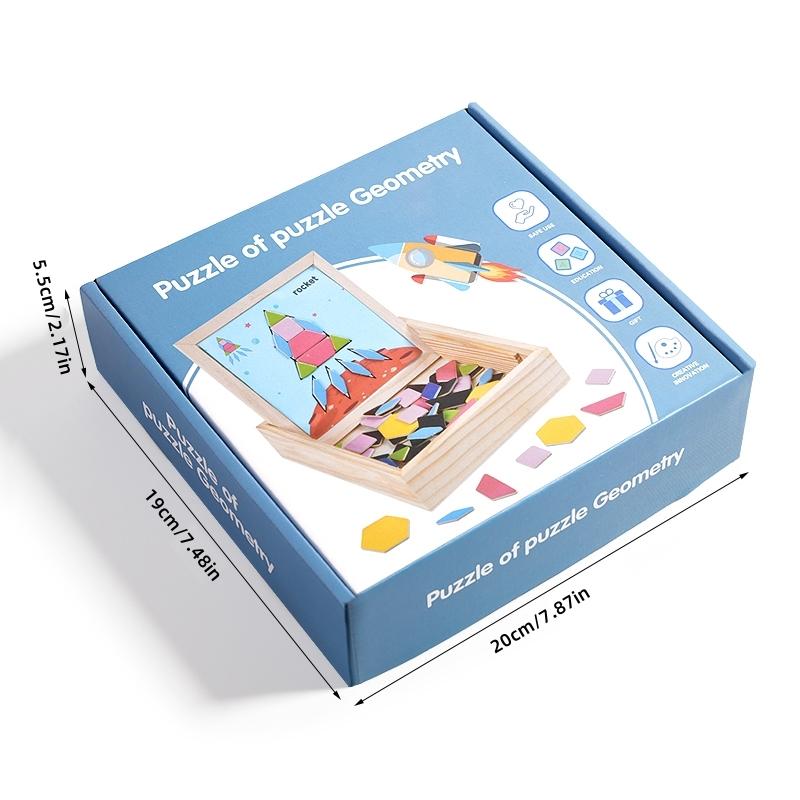 Geometric Magnetic Puzzle Shape Sorter Wooden Blocks Develop Imagination Safe Magnetic Puzzles Wood Tangram Geometric