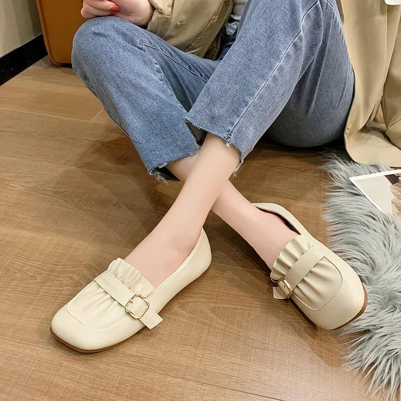 2024 Spring New Women's Ballet Flat Shoes Women's Square Toe Flat Shoes Women's Outdoor Office Casual Shoes womens