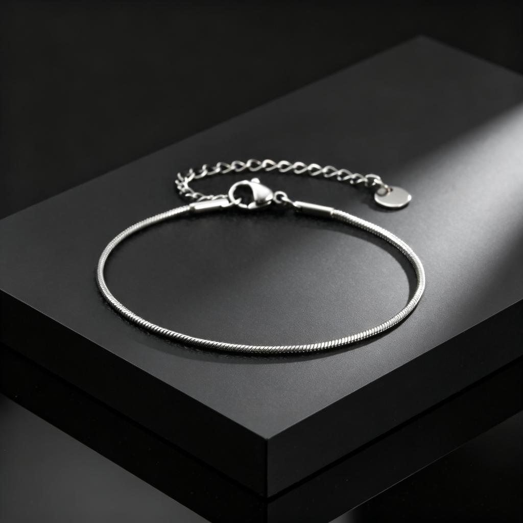 Classic 1mm/2mm Round Snake Chain Bracelets for Men Women, Stainless Steel Adjustable Link Wristband Bracelet, Fashion Jewelry