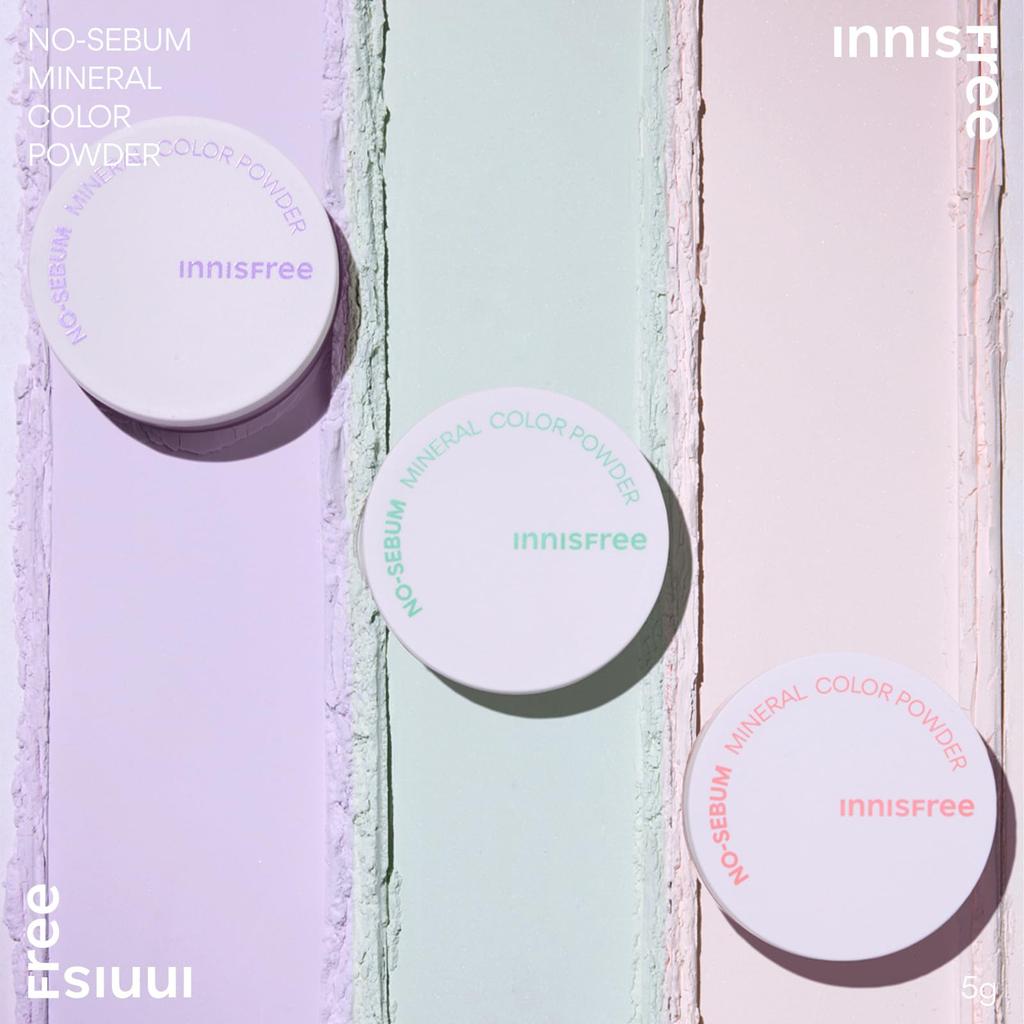 Innisfree Mineral Color Powder In Violet Authentic Korean Control Makeup Oily Korean Sensitive Natural Oily Korean Cosmetics No-Sebum (Loose Powder)
