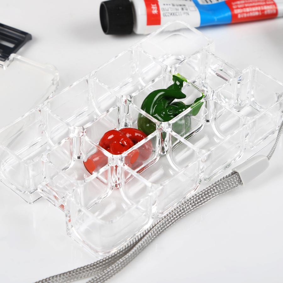 Transparent Portable Handheld 12/18-grid Paint Moisturizing Box Travel Pigment Sub-packaging Box Suitable for Acrylic Watercolor Oil Painting Paint
