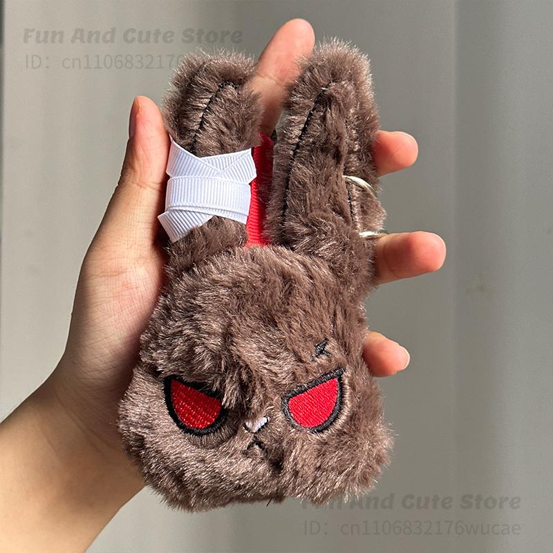 Gothic Bunny Plush Keychain Rabbitbag Charm With Bandage Desian Kawaii Key Ring Pendant Car Bag Ornament Fans Gift