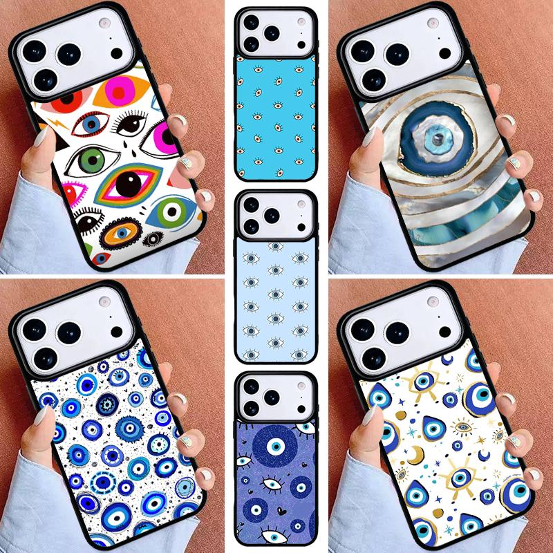 Evil Eye Phone Case for iPhone 16e 15 14 13 12 17 Pro Max Plus Air 17pro Cover Coque