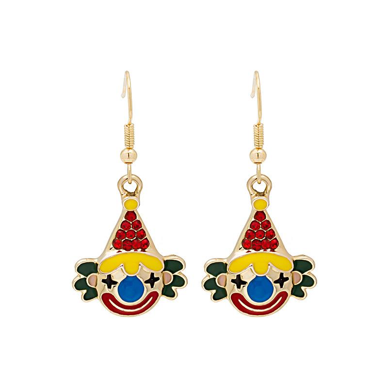 Accessories, Cartoon Creative Personality Diamond-Encrusted Clown Circus Earrings, Funny Girl Stud Earrings