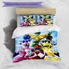 Parure de lit 3 pièces avec housse de couette (1*Housse de couette + 2*Taie d'oreiller, sans noyau),Ensemble de literie imprimé Mighty Morphin Power Rangers, Décor de chambre à coucher, Toutes saisons, Anniversaire