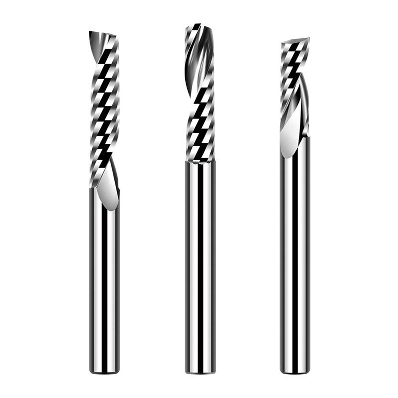 Abwärtsfräser Einschnecken-Schaftfräser 3,175 Wolframkarbid CNC-Werkzeug Fräser Gravur Spiralbohrer