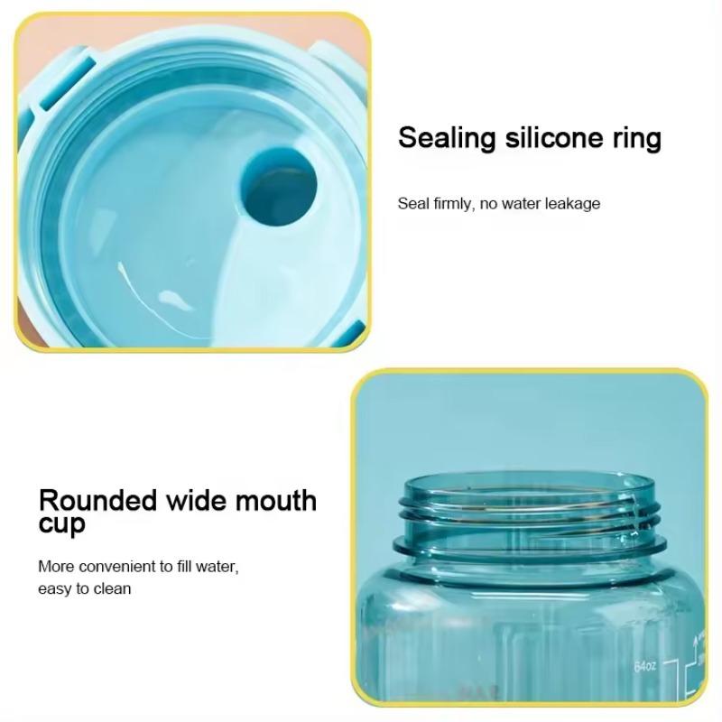 Tragbare Sport-Trinkflasche mit Zeitmarkierung 2l Große Kapazität Wasserbecher Wasserkrug mit Griff