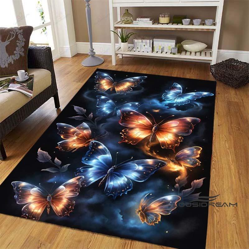 Dreamy Purple Butterfly Pattern Rugs for Living Room Bedroom Area Rugs Child Room Play Rug Cartoon 3D Printing Kids Game Mats001