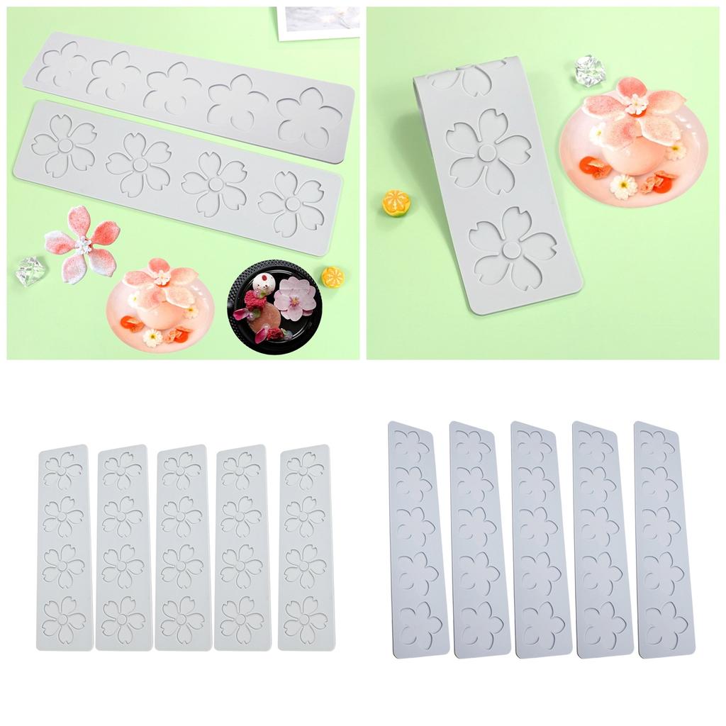 5 Stück Blütenblattmuster Spitzenmatte Fondant Präger Backdekorationsformen Kuchen Fondant Silikonform Einfach zu verwenden