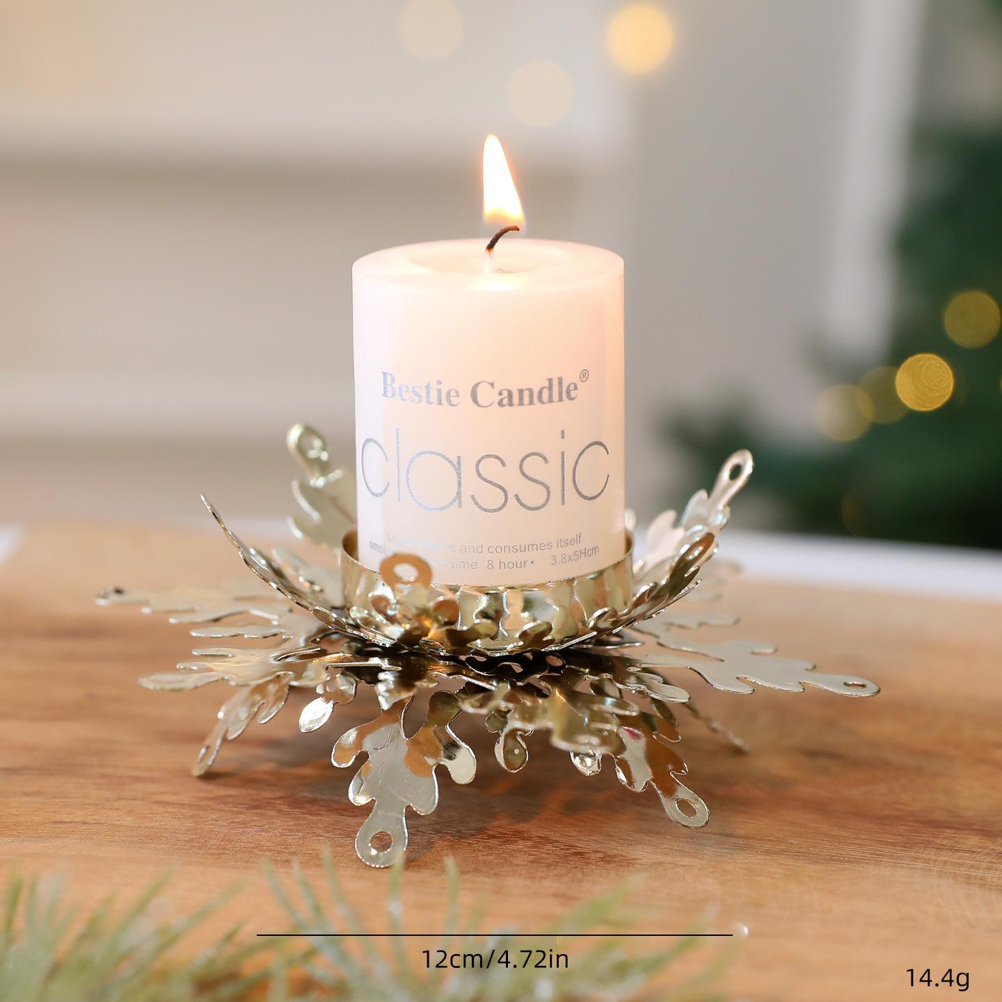 Vintage Golden Wrought Iron Candlestick Star Snowflake Christmas Tree Candle Holder Merry Christmas New Year Table Decoration 1pc-excluding candle