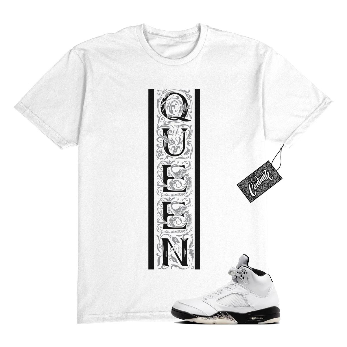 5 Reverse Metallic White Black T Shirt Match QVERT M