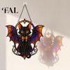 Spooky Farmhouse Party Supplies Halloween Bat Cat Suncatcher, Stained Glass Style Acrylic Sun Catcher, Gothic Dark Aesthetic Room Decor Black Hanging
