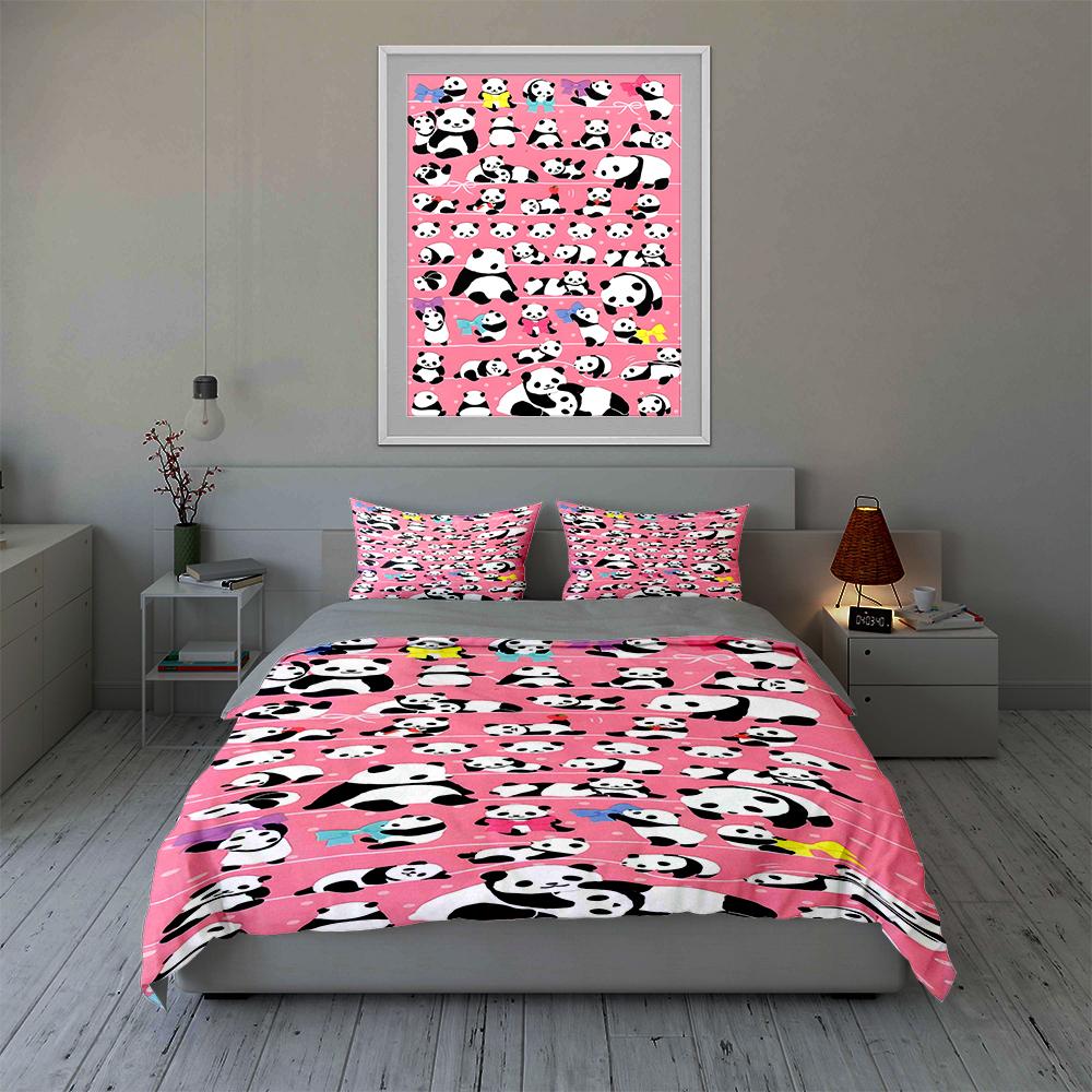 Pandas, pink, playful. Bedding Duvet cover sets Duvet covers Pillowcases gifts (1 * Duvet Cover 2 * Pillowcases, without duvet insert)