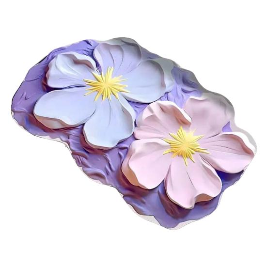 Floor Mat with Anti-Slip Bottom Quick-Drying Material 3D Floral Pattern Bathtub Mat Bathroom Kitchen Entryway Decor