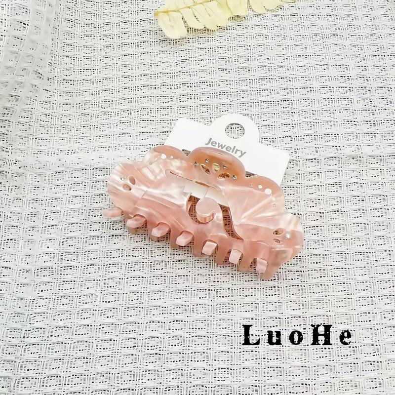 Luohe Jewelry Pink Acetate Rhinestone Shark Hair Clip - Ancient Style Women's High-End Accessory