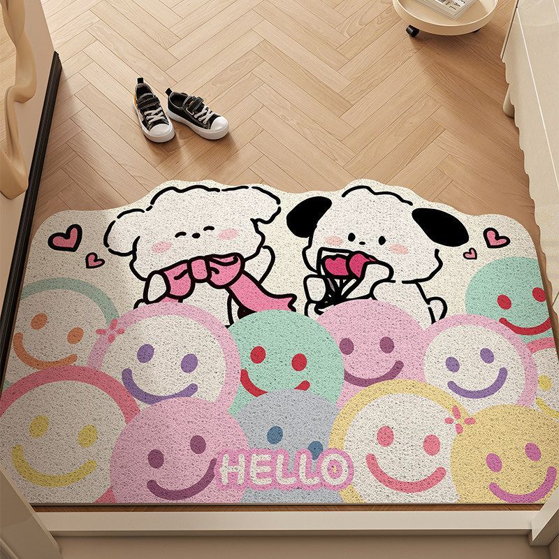 Cartoon Entry Silk Circle Floor Mat Cute Little New Entrance Door Porch Non-Slip Door Mat Can Be Cut Carpet