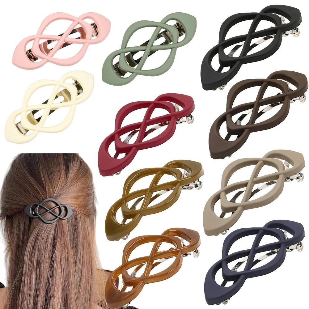 1/4 Stück Vintage Französische Haarspangen für Damen Mädchen Geometrisch Kreuzknoten Federklemme Halboffene Hochsteckfrisur Haarstyling Zubehör