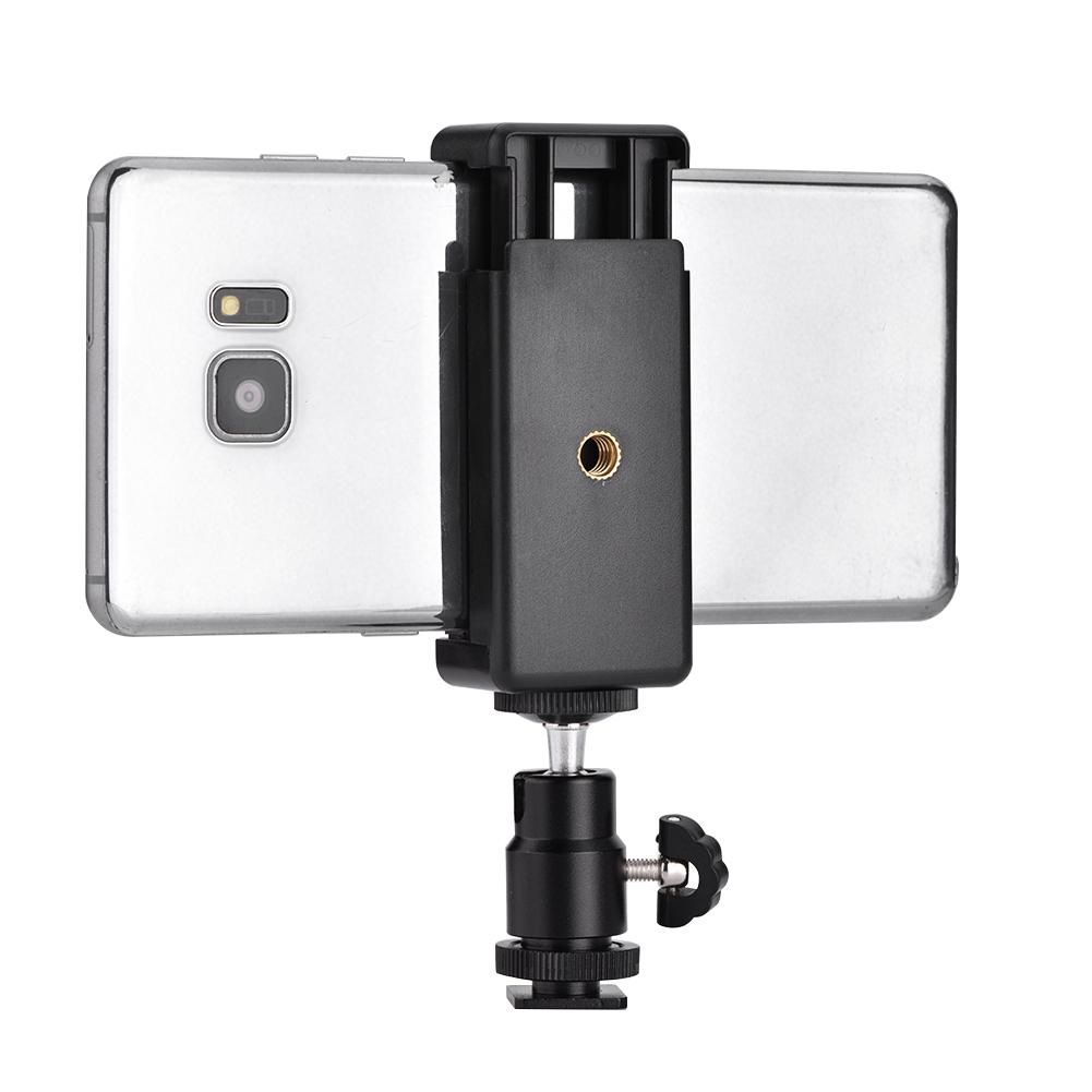Phone Bracket Holder Clip Tripod Mount Adapter with 360 Ball Head for iPhone Samsung