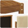 Outdoor Corner Sofa Set 6 pcs Natural Solid Acacia Wood and Polyester