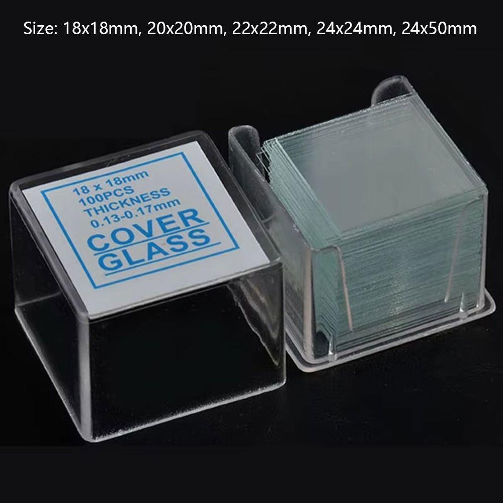 100Pcs Glass Microscope Slides Coverslips Glass Cover Slips  for Biological Specimen Preparation