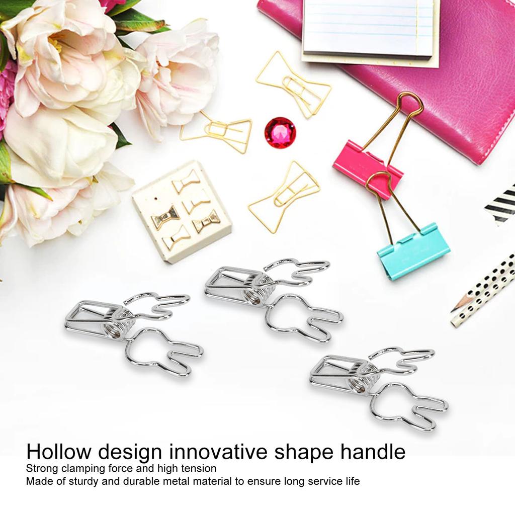 100pcs   Clips Cute Cartoon   Shape Metal Hollowed   Tail Clips Paper Clamps for   Document