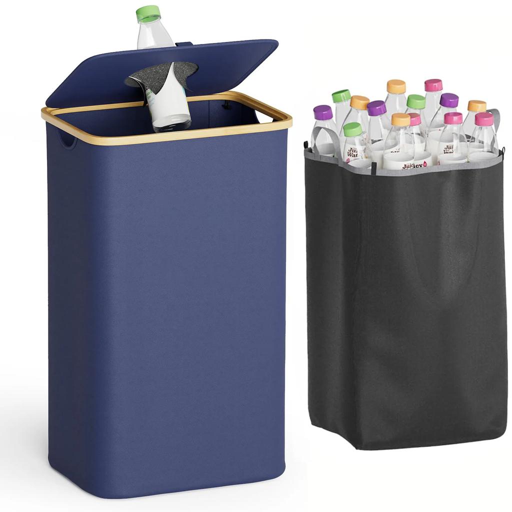 26 Gallonen 100L Küchen-Aufbewahrungseimer mit Deckel, Herausnehmbarer wiederverwendbarer Innensack - Ideal für Flaschen, Dosen, Glas- und Kunststoffabfälle