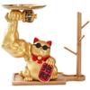 Golden Cat Figurines Muscle Arm Lucky Cat sculpture Ornaments Resin Storage Tray Storage cup holder key holder  Decoration