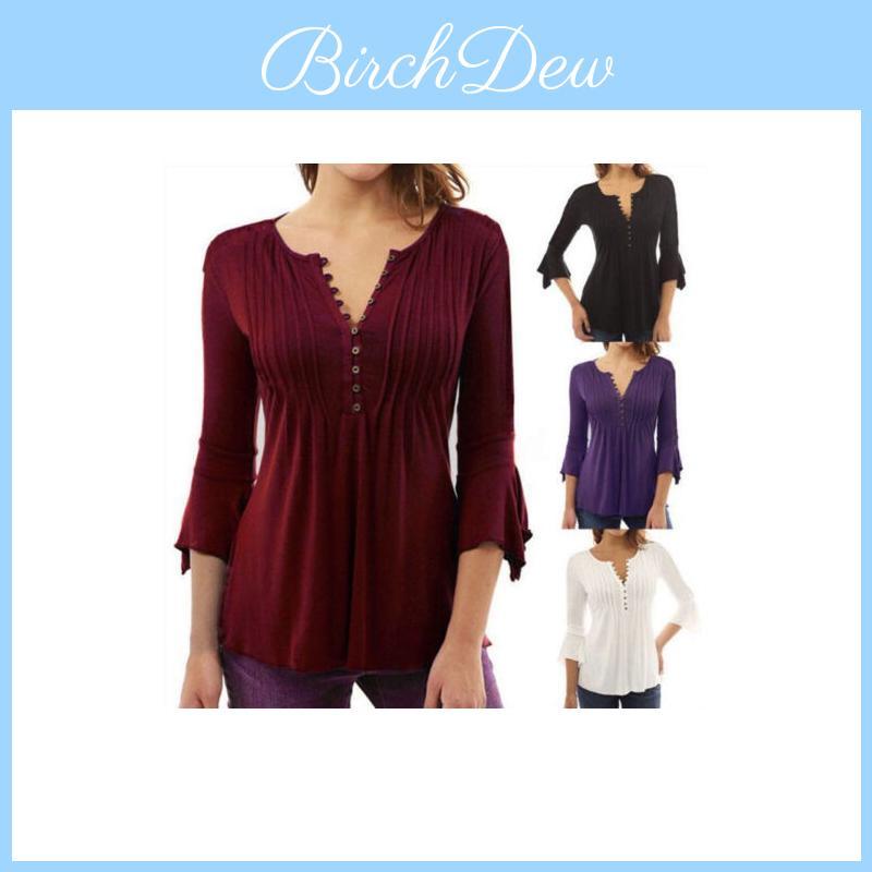 Fashion Women Slim Fit Long Sleeve Blouse Shirt Casual Cotton T-shirt For Effortless Style