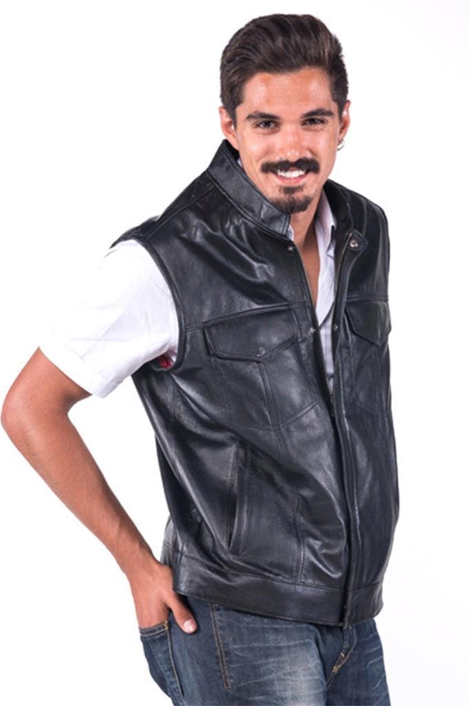 

Biker Real Genuine Leather Men's Vest